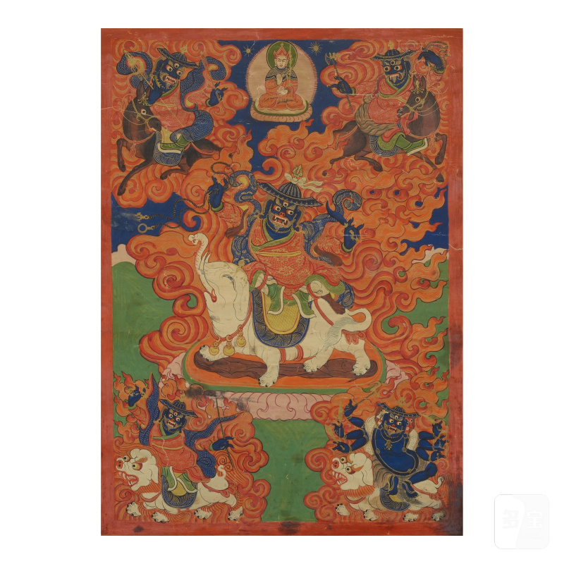 A TIBETAN THANGKA OF 'GYAJIN' PEHAR GYALPO